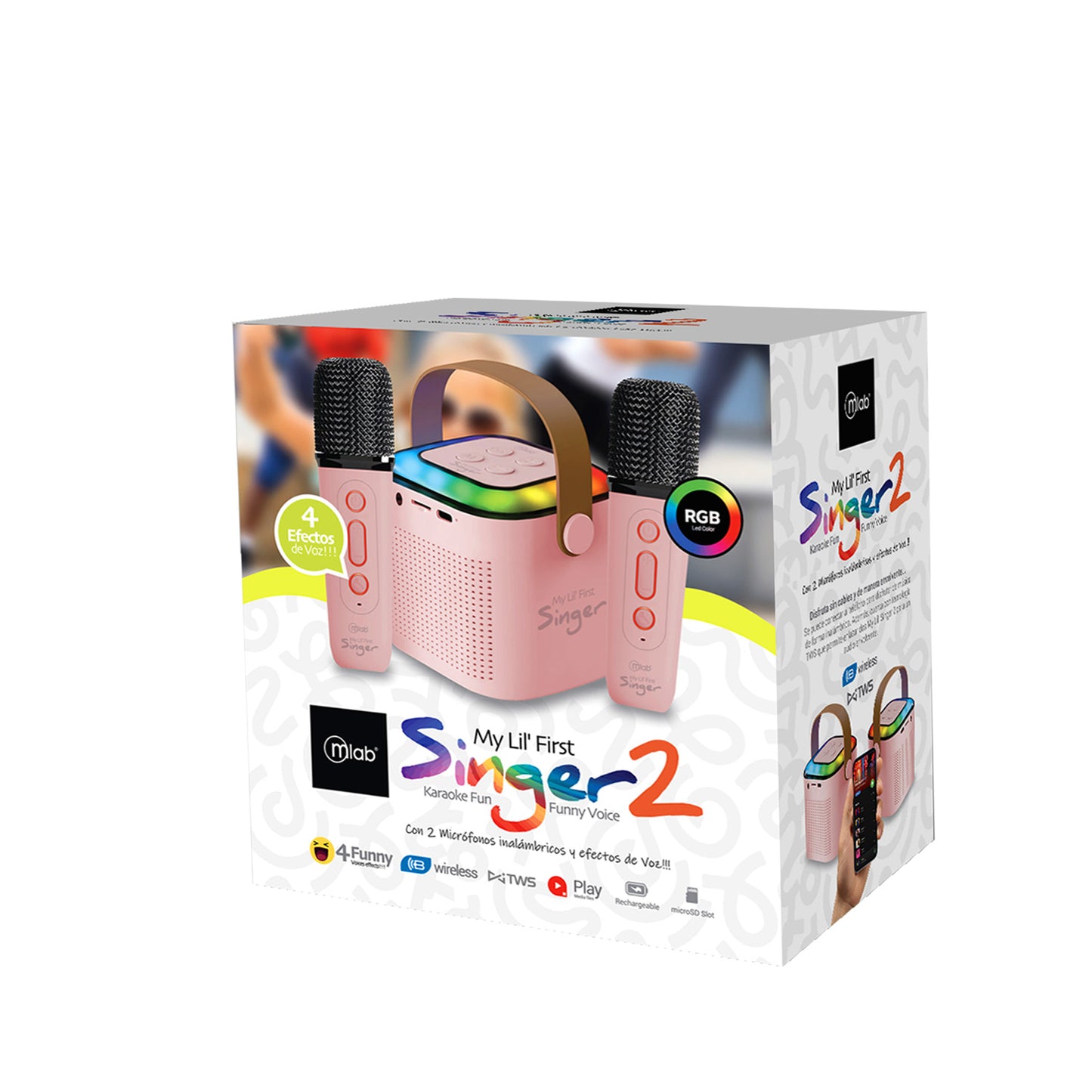 Parlante My Lil First Singer Luz Rgb 2 Mic Inalám Mlab