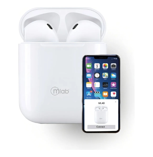 Audífonos BT Just Fly Touch AZUL TWS Mlab Blanco