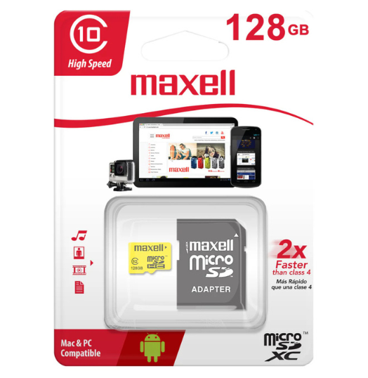 Tarjeta Micro sd 128gb Clas10 Maxell