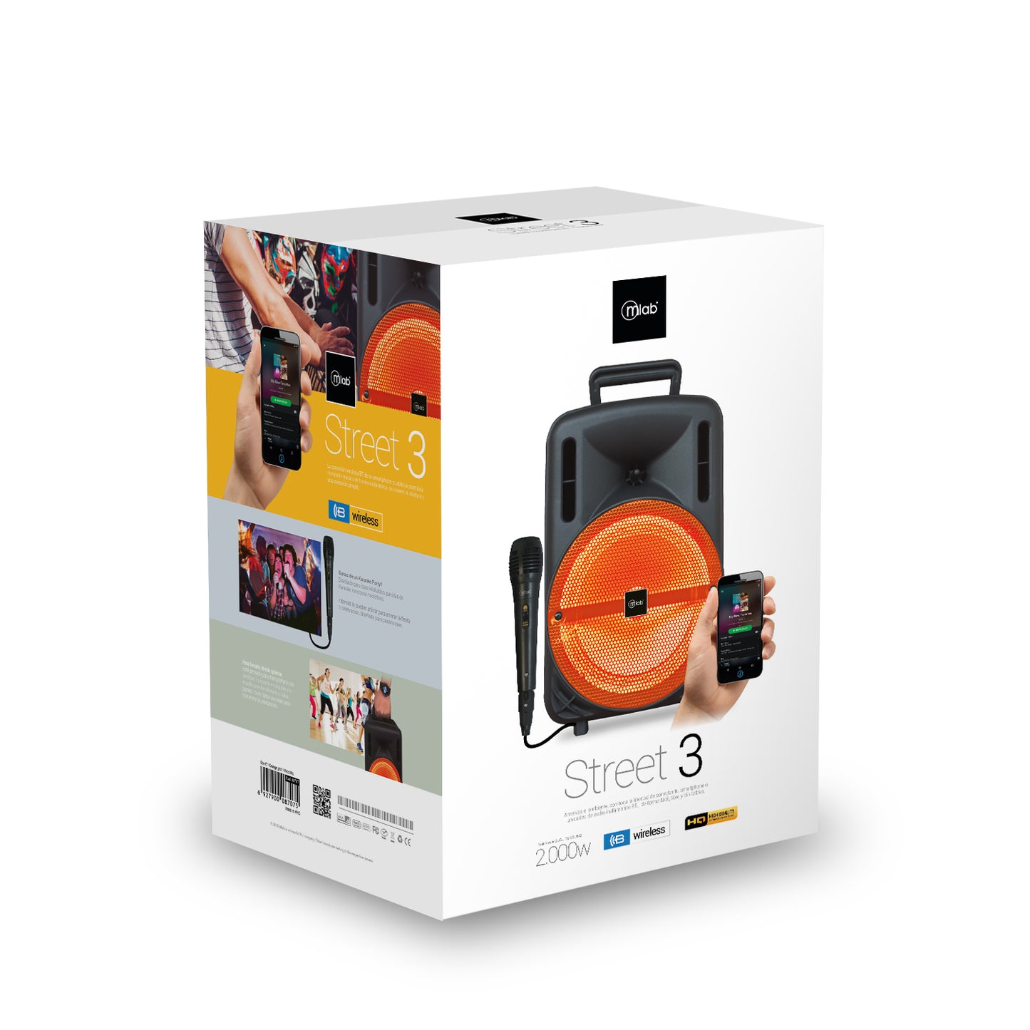 Parlante Mlab Street 3 Bluetooth Karaoke 2000w Naranja