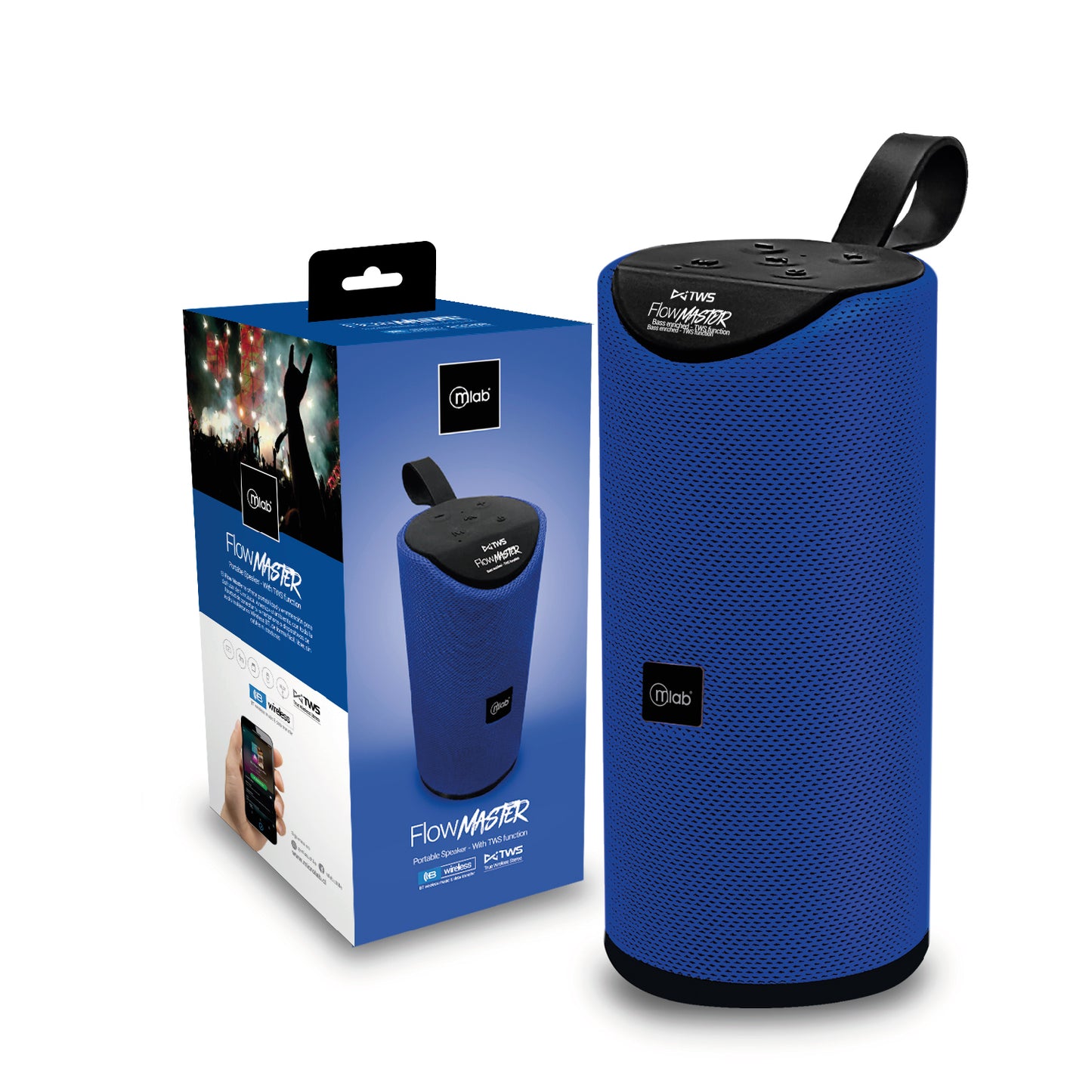 Parlante Bluetooth Flow Master Aux Mp3 Fm Microlab Azul