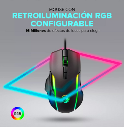 Mouse Gamer Njoytech Ergonómico Con Luces Rgb