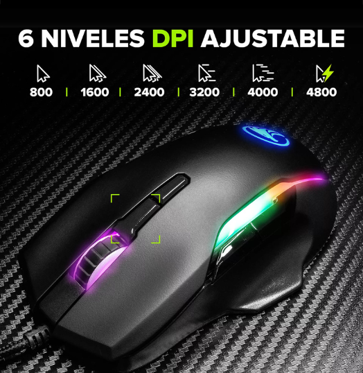 Mouse Gamer Njoytech Ergonómico Con Luces Rgb