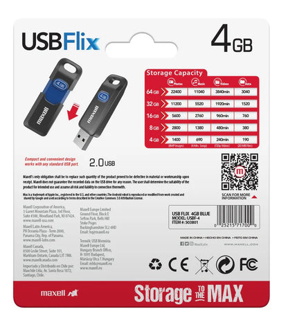 Maxell  4GB Flix - Memoria USB 2.0 Flash Drive