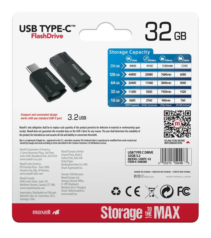 PENDRIVE MAXELL 32GB USB TYPE-C  3.2